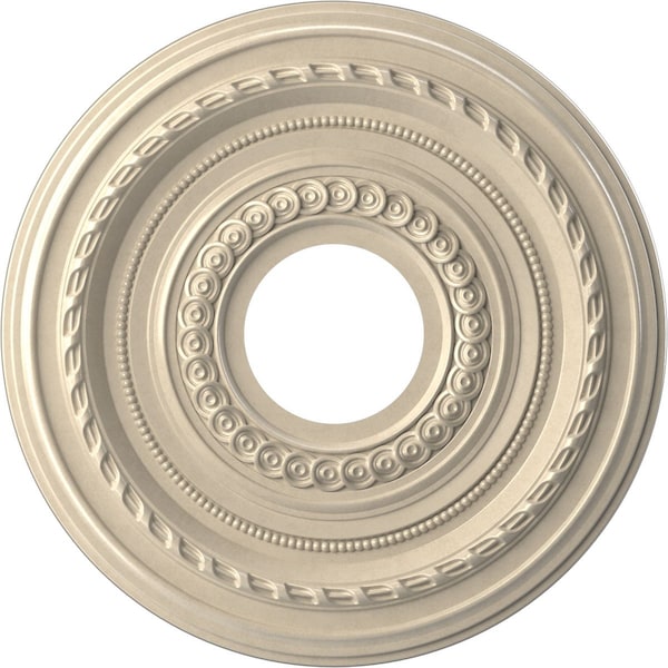 Ekena Millwork Cole PVC Medallion (Canopies up to 4 1/4"), 13"OD x 3 1/2"ID x 3/4"P, Universal Metallic Pearl Mist CMP13COEPE - main